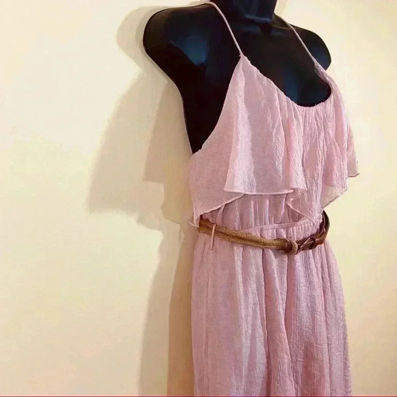 Hello Miss Ruffle Tank Mini Dress Rope Belt - Picture 6 of 12